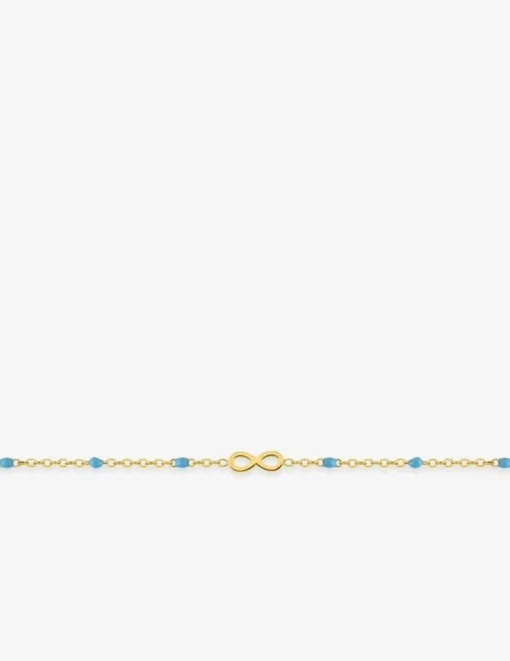 Bracelet infini en acier doré avec laque et résine bleu turquoise SO OR