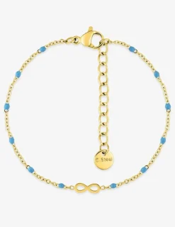 Bracelet infini en acier doré avec laque et résine bleu turquoise SO OR