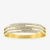 Bracelet jonc acier doré avec des cristaux blancs synthétiques SO OR
