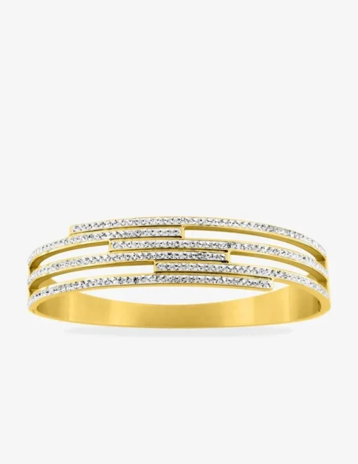 Bracelet jonc acier doré avec des cristaux blancs synthétiques SO OR