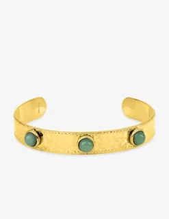Bracelet jonc acier doré et jade verte SO OR