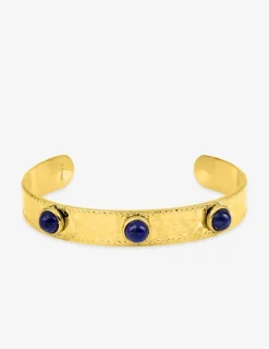 Bracelet jonc acier doré et agate bleue SO OR