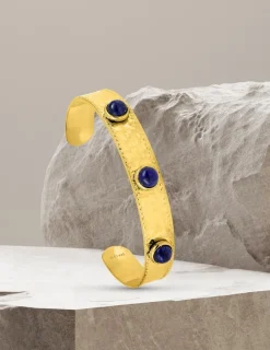 Bracelet jonc acier doré et agate bleue SO OR