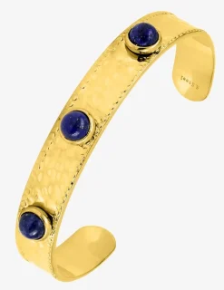 Bracelet jonc acier doré et agate bleue SO OR