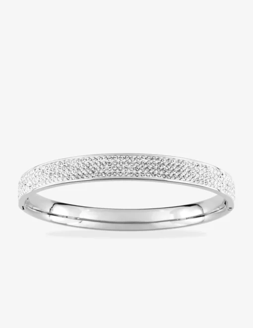 Bracelet jonc en acier et cristal blanc SO OR