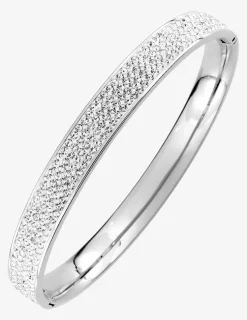 Bracelet jonc en acier et cristal blanc SO OR