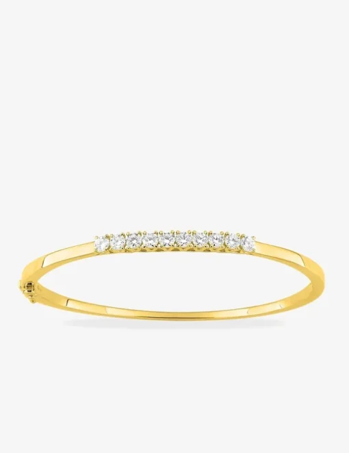 Bracelet jonc en or jaune 375 ‰ et diamants synthétiques 1,00 ct SO OR