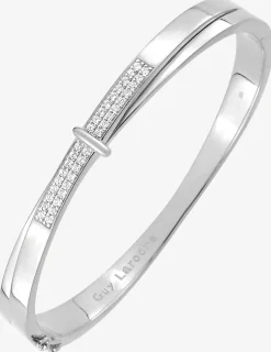 Bracelet jonc fermé en argent 925 ‰ rhodié et oxydes de zirconium blancs SO OR