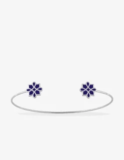 Bracelet jonc Harmonie Or blanc 375‰ et laque bleue SO OR