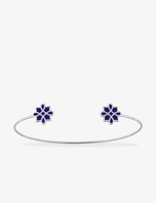 Bracelet jonc Harmonie Or blanc 375‰ et laque bleue SO OR