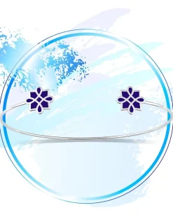 Bracelet jonc Harmonie Or blanc 375‰ et laque bleue SO OR