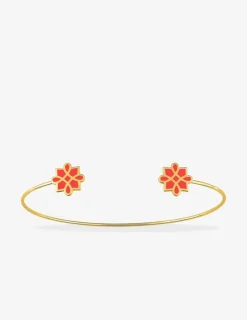 Bracelet jonc Harmonie Or jaune 375‰ et laque corail SO OR