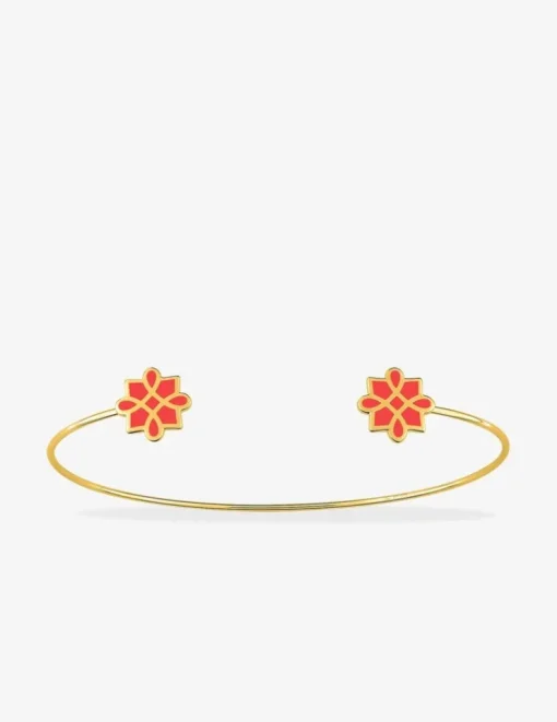Bracelet jonc Harmonie Or jaune 375‰ et laque corail SO OR