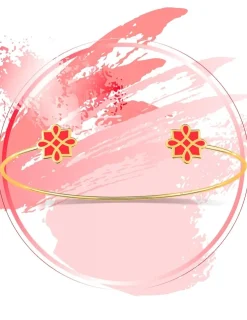 Bracelet jonc Harmonie Or jaune 375‰ et laque corail SO OR