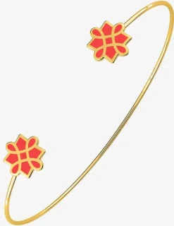 Bracelet jonc Harmonie Or jaune 375‰ et laque corail SO OR