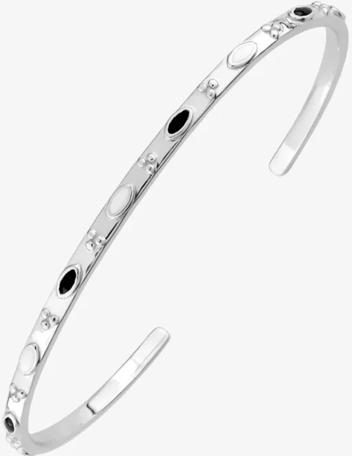 Bracelet jonc losanges argent 925‰ rhodié et laque SO OR