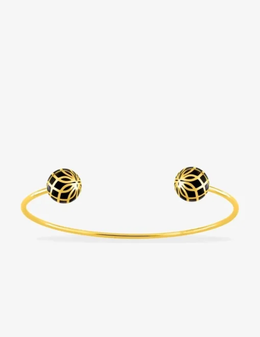 Bracelet jonc Mélodie Or jaune 375‰ et laque noir de Jais SO OR