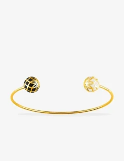 Bracelet jonc Mélodie Or jaune 375‰ et laque noir de Jais et ivoire SO OR