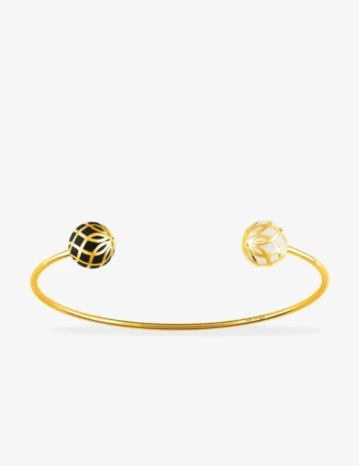 Bracelet jonc Mélodie Or jaune 375‰ et laque noir de Jais et ivoire SO OR