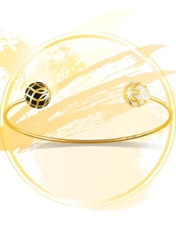 Bracelet jonc Mélodie Or jaune 375‰ et laque noir de Jais et ivoire SO OR