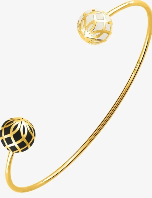 Bracelet jonc Mélodie Or jaune 375‰ et laque noir de Jais et ivoire SO OR