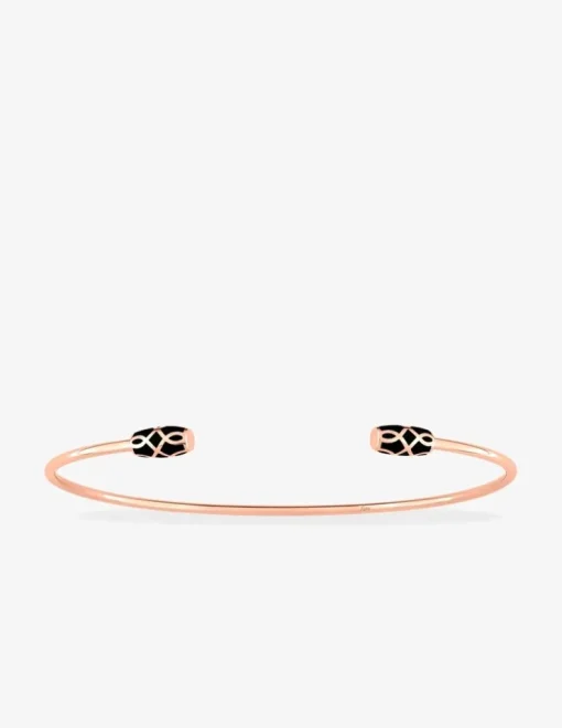 Bracelet jonc Mélodie Or rose 375‰ et laque noir de jais SO OR