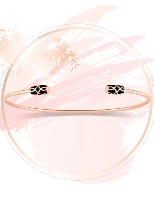 Bracelet jonc Mélodie Or rose 375‰ et laque noir de jais SO OR