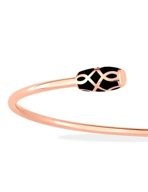 Bracelet jonc Mélodie Or rose 375‰ et laque noir de jais SO OR