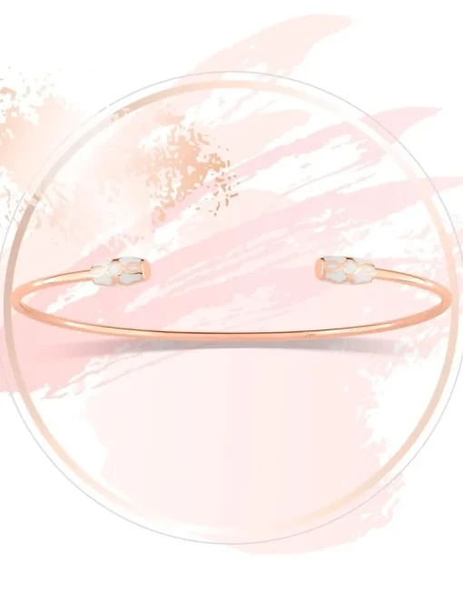 Bracelet jonc Mélodie Or rose 375‰ et laque ivoire SO OR
