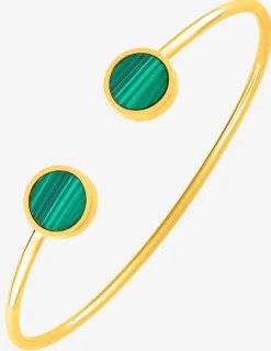 Bracelet jonc or jaune 750 ‰ malachite SO OR