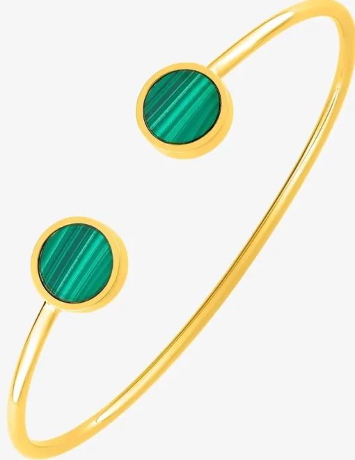 Bracelet jonc or jaune 750 ‰ malachite SO OR