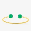 Bracelet jonc or jaune 750 ‰ agate verte SO OR