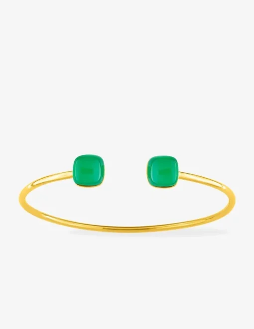 Bracelet jonc or jaune 750 ‰ agate verte SO OR