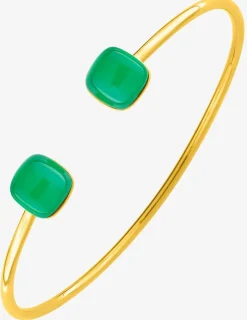 Bracelet jonc or jaune 750 ‰ agate verte SO OR