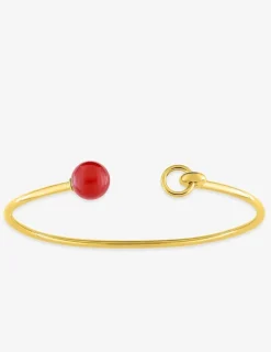 Bracelet jonc or jaune 750 ‰ cornaline SO OR