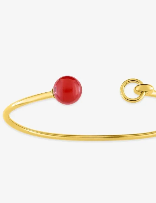 Bracelet jonc or jaune 750 ‰ cornaline SO OR