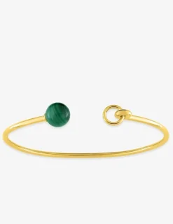 Bracelet jonc or jaune 750 ‰ malachite SO OR