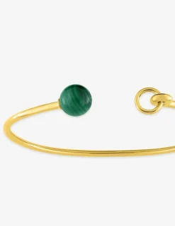 Bracelet jonc or jaune 750 ‰ malachite SO OR