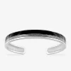 Bracelet jonc ouvert en argent 925 ‰ rhodié laqué noir SO OR