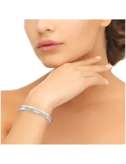 Bracelet jonc ouvert en argent 925 ‰ rhodié SO OR
