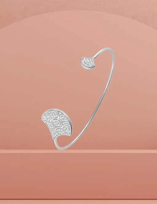 Bracelet jonc ouvert en argent 925 ‰ rhodié avec oxydes de zirconium SO OR