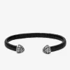 Bracelet jonc ouvert en cuir et acier SO OR