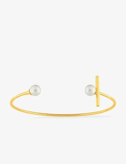 Bracelet jonc ouvert en plaqué or et perles de culture d'eau douce SO OR