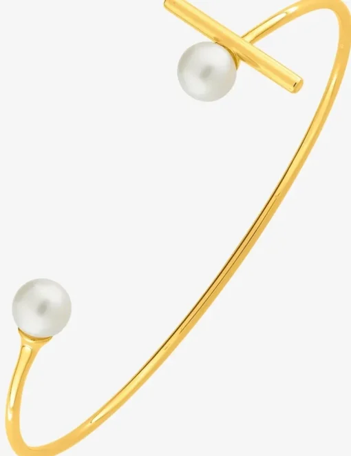 Bracelet jonc ouvert en plaqué or et perles de culture d'eau douce SO OR