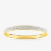 Bracelet jonc ouvrant acier doré et cristaux blancs SO OR
