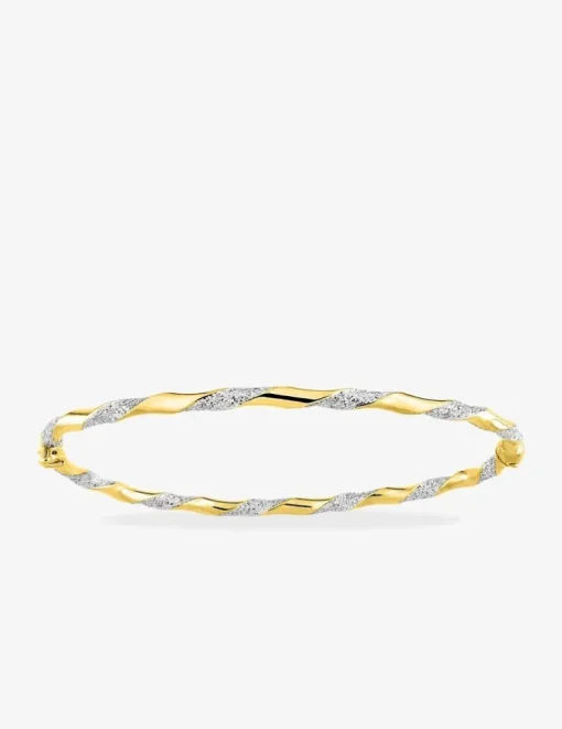 Bracelet jonc ouvrant bicolore en or jaune 375 ‰ SO OR
