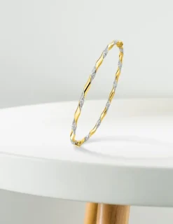 Bracelet jonc ouvrant bicolore en or jaune 375 ‰ SO OR