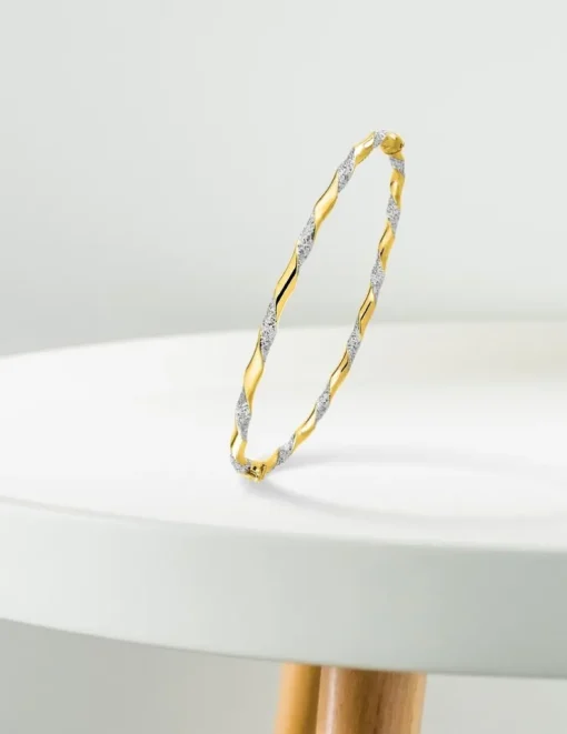 Bracelet jonc ouvrant bicolore en or jaune 375 ‰ SO OR
