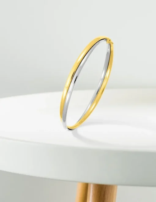 Bracelet jonc ouvrant bicolore en or jaune 375 ‰ SO OR