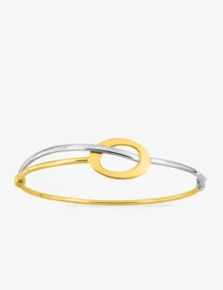Bracelet jonc ouvrant bicolore en or jaune 375 ‰ SO OR